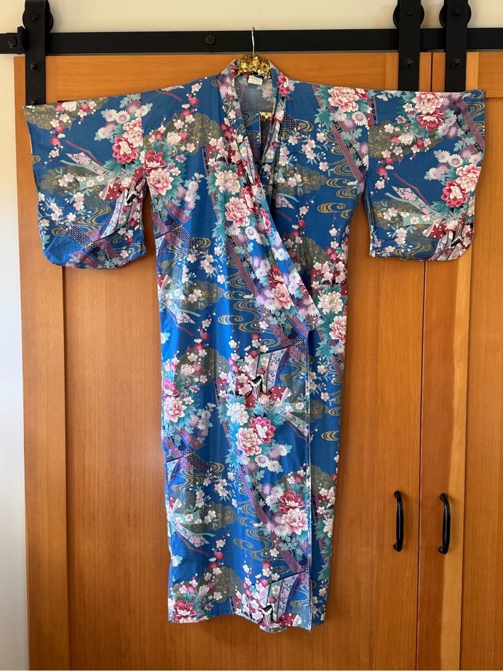 Blue Floral Wrap Dress Kimono